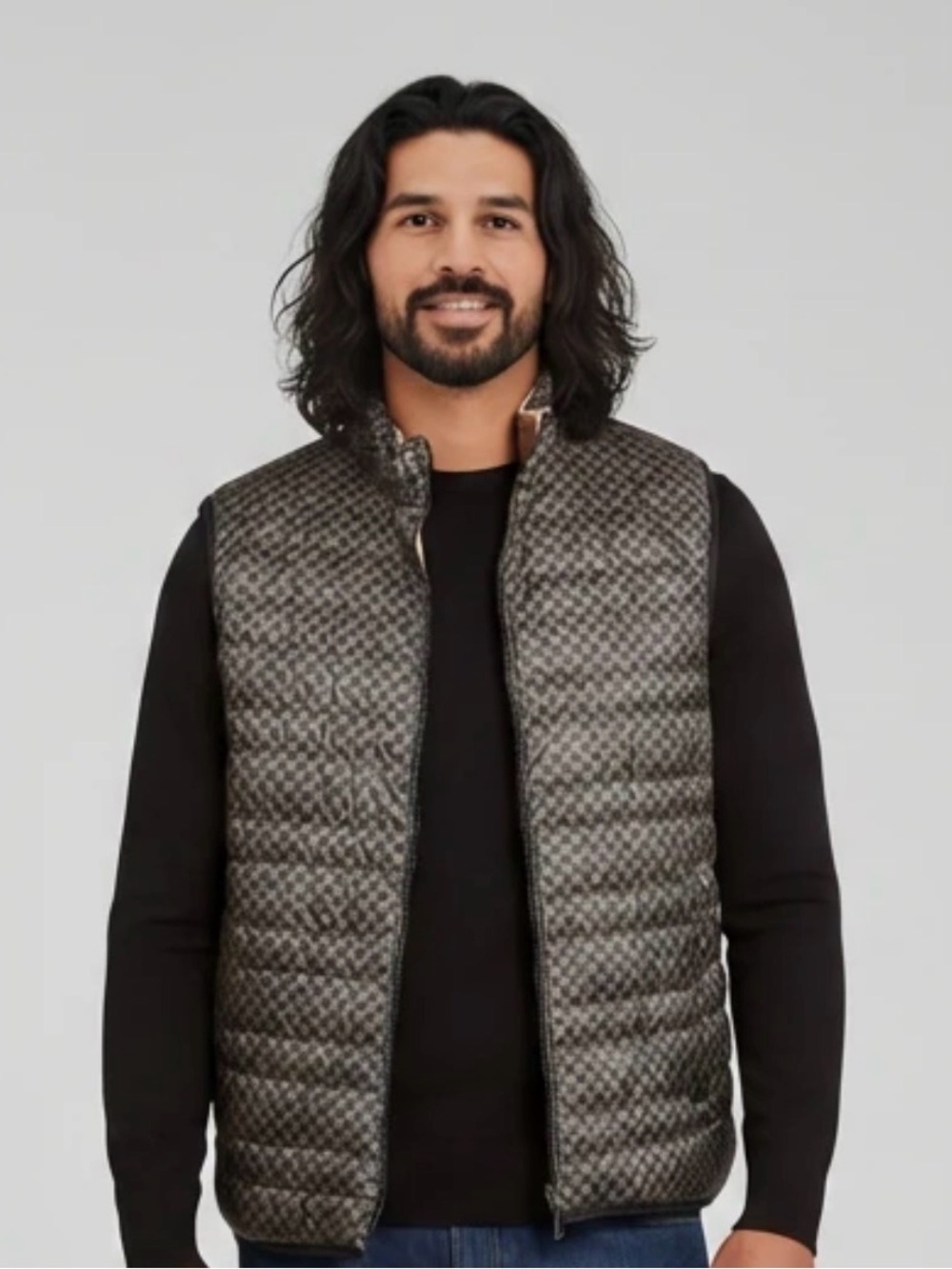Michael Kors Men's Quilted Reversible Vest in Brown MK Monogram